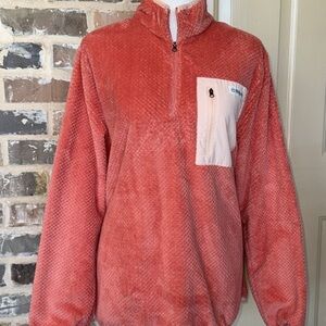 Magellan Outdoors Coral Fleece Pullover with Cream Pocket Soft Plush Sz L